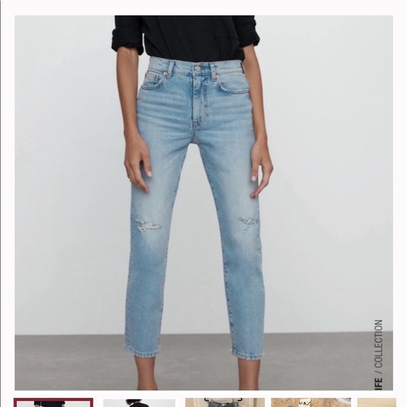 Zara Denim - Zara The New Slim Leg Cropped Light Wash Straight Slim Jeans